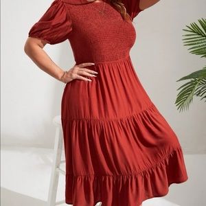 Puff sleeve ruffle dress